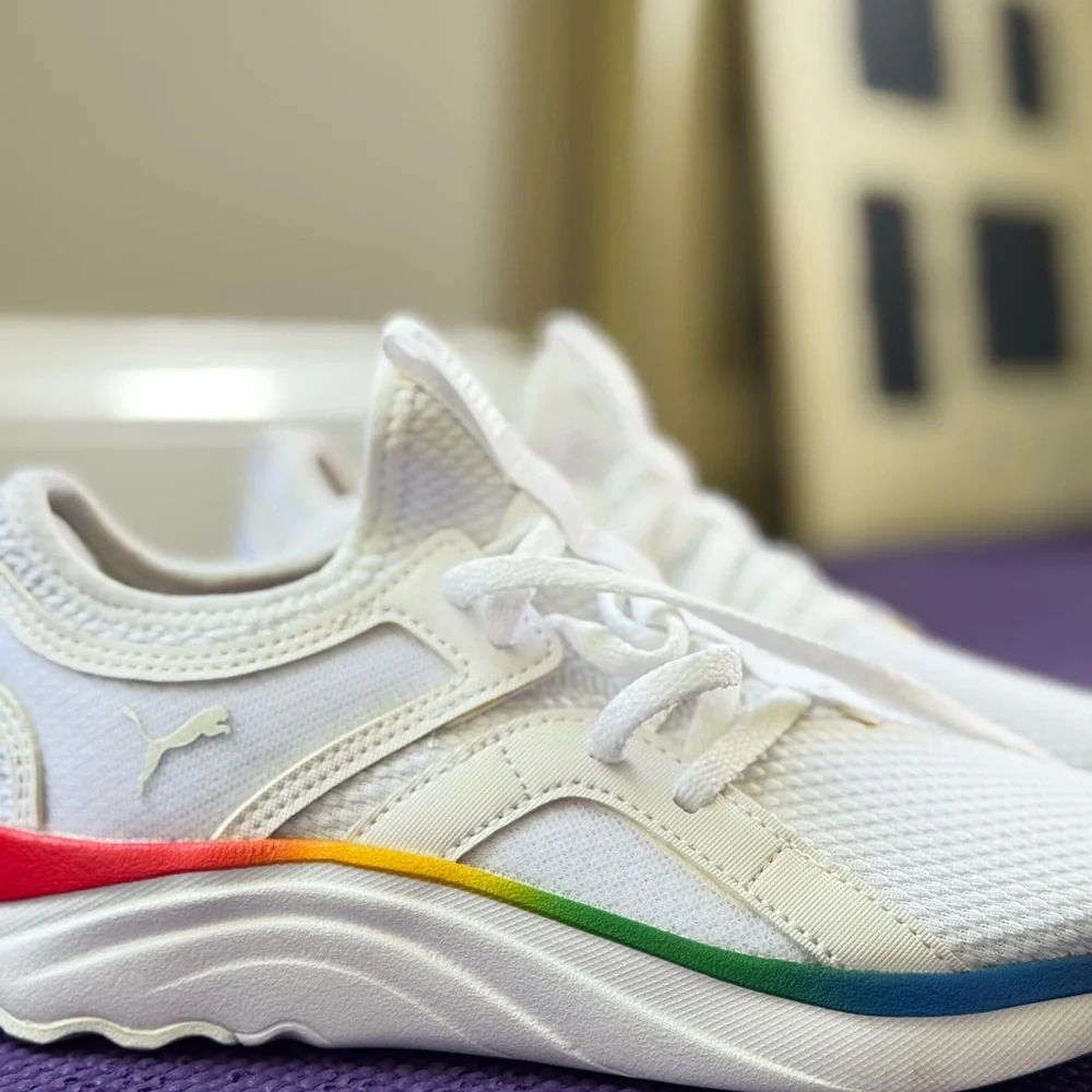 Puma White Pride Sneakers Low-Top Mesh KIDS - Picture 2 of 4